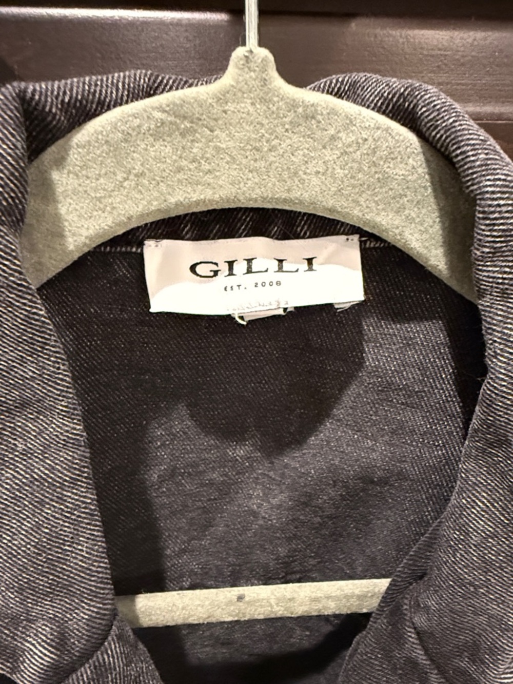 Gilli Washed Black Denim Button-Front Jacket Dress - Picture 3 of 5